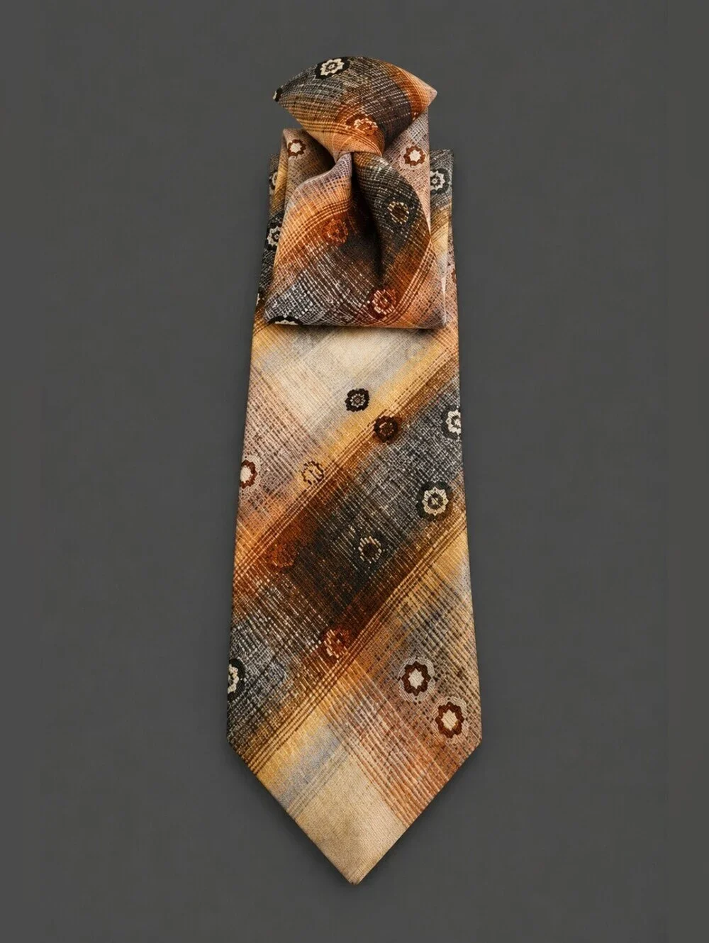 3/$30 Vtg WEMLON by Wembley 1980s Blue and Orange Ombre Floral Clip-on Tie